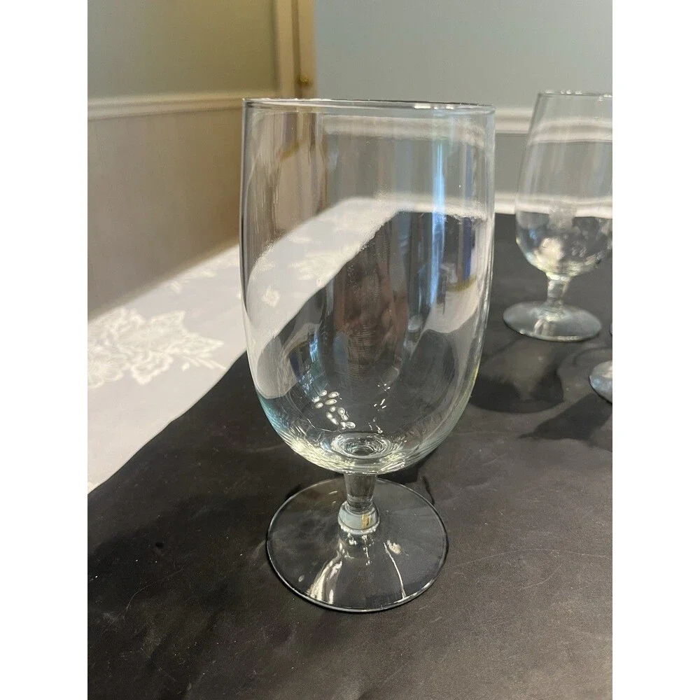 6pc Pottery Barn Clear Glass Wine Goblets Water 11 3/4oz Made in Holland